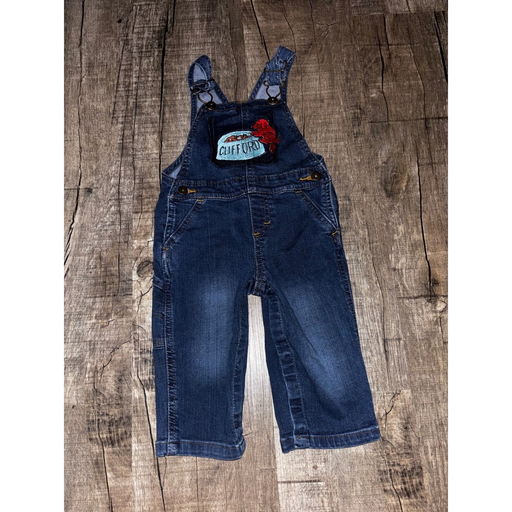 Vintage Wrangler Clifford the Big Red Dog Denim Overalls 6-9 Months Dark Wash